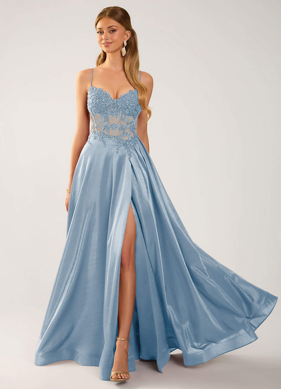 Isoldemark A-Line Sweetheart Satin Evening Dress in black