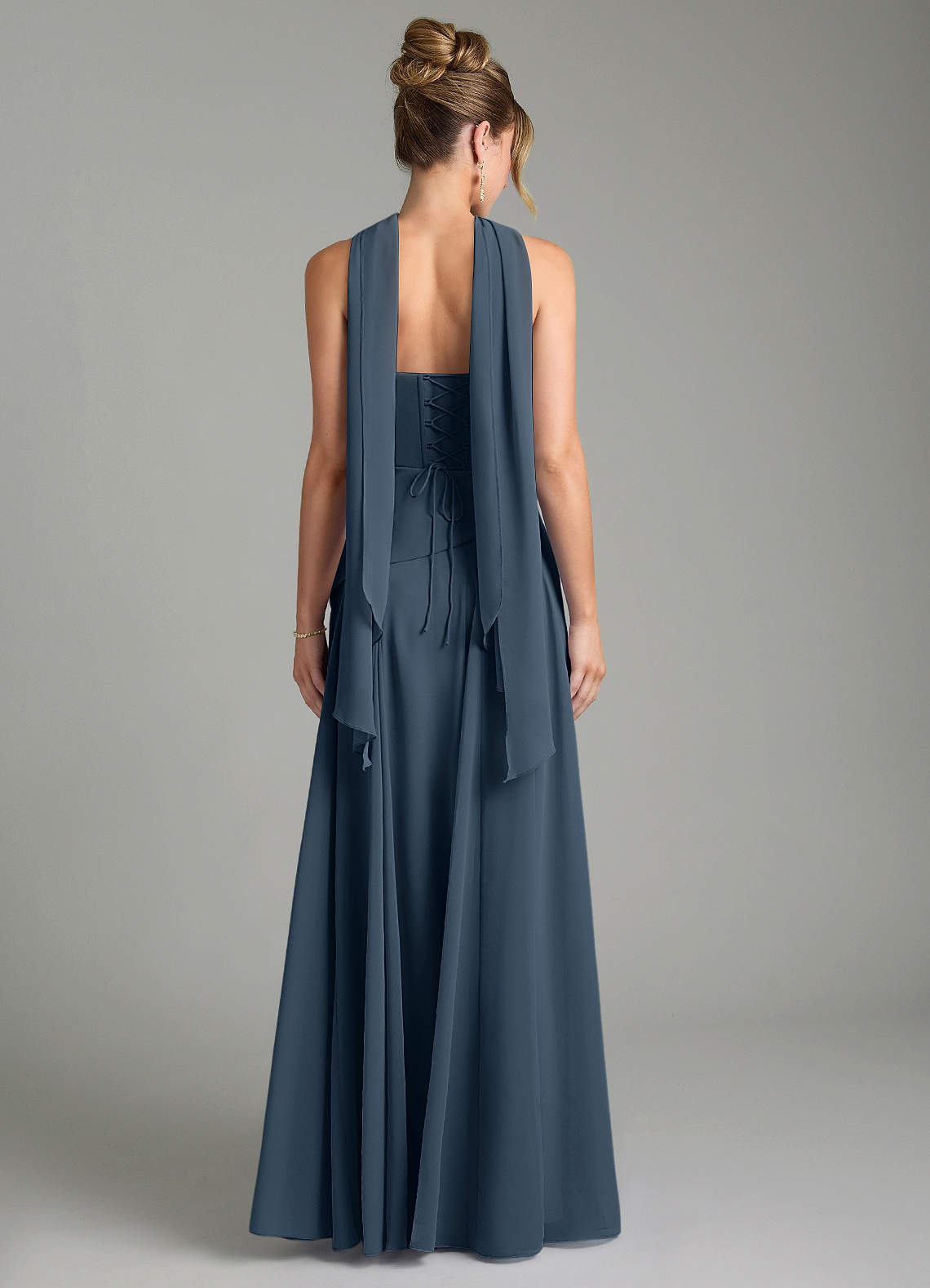 Gabriela A-Line Cowl-Neck Chiffon Bridesmaid Dress in Neptune