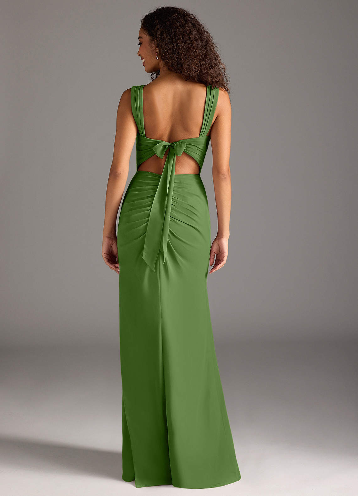 Jesaphine Sheath Square-Neck Chiffon Bridesmaid Dress in Basil