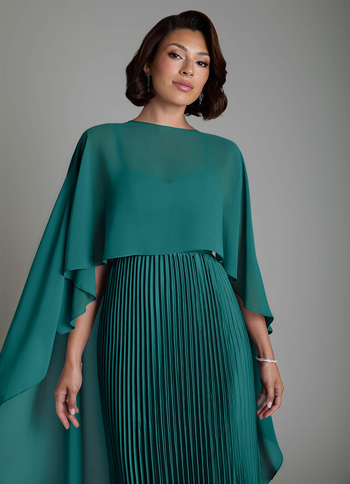 Micah A-Line Sweetheart Stretch Satin and Chiffon Bridesmaid Dress in Peacock