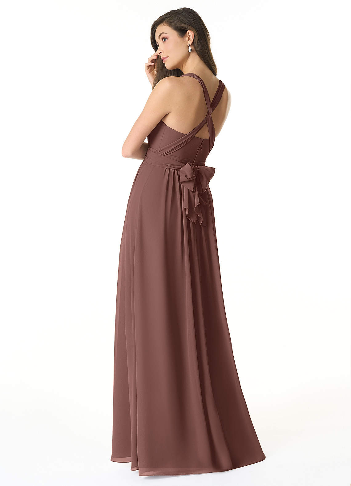 Olani A-Line V-Neck Chiffon Bridesmaid Dress in Espresso