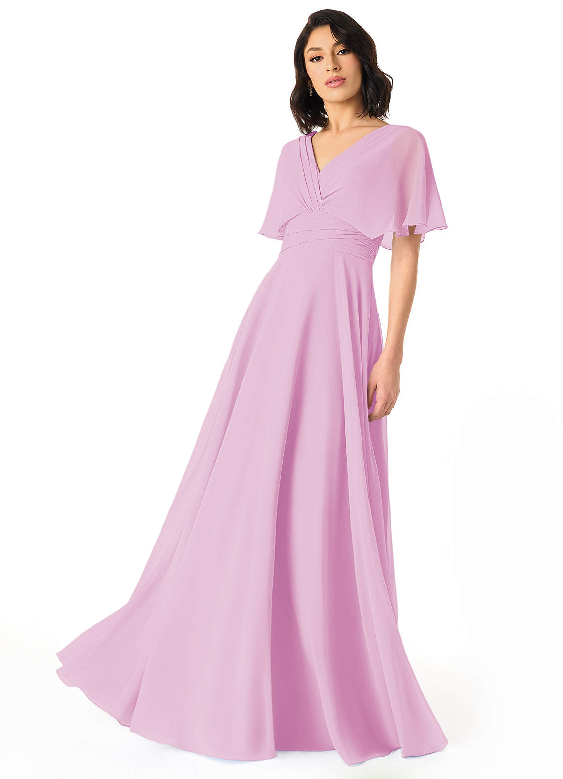 Pamela A-Line V-Neck Chiffon Bridesmaid Dress in candy pink