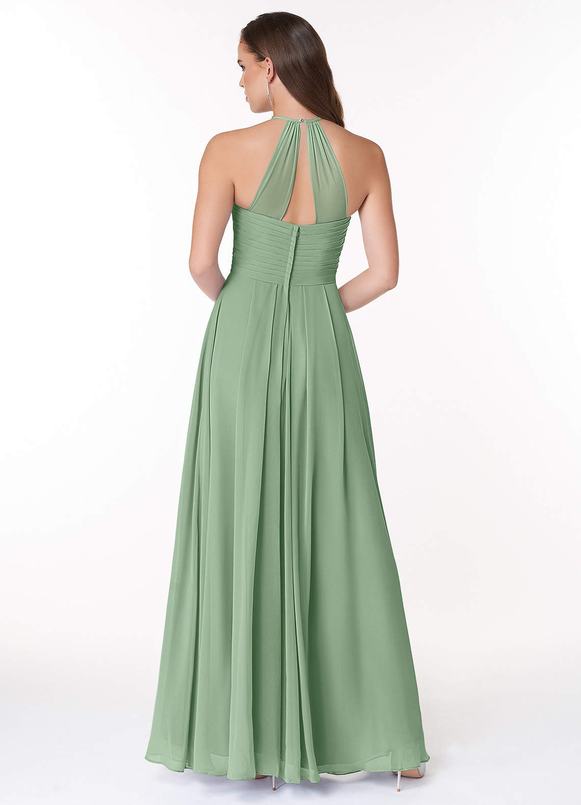 Ginger A-Line Halter Chiffon Bridesmaid Dress in Matcha