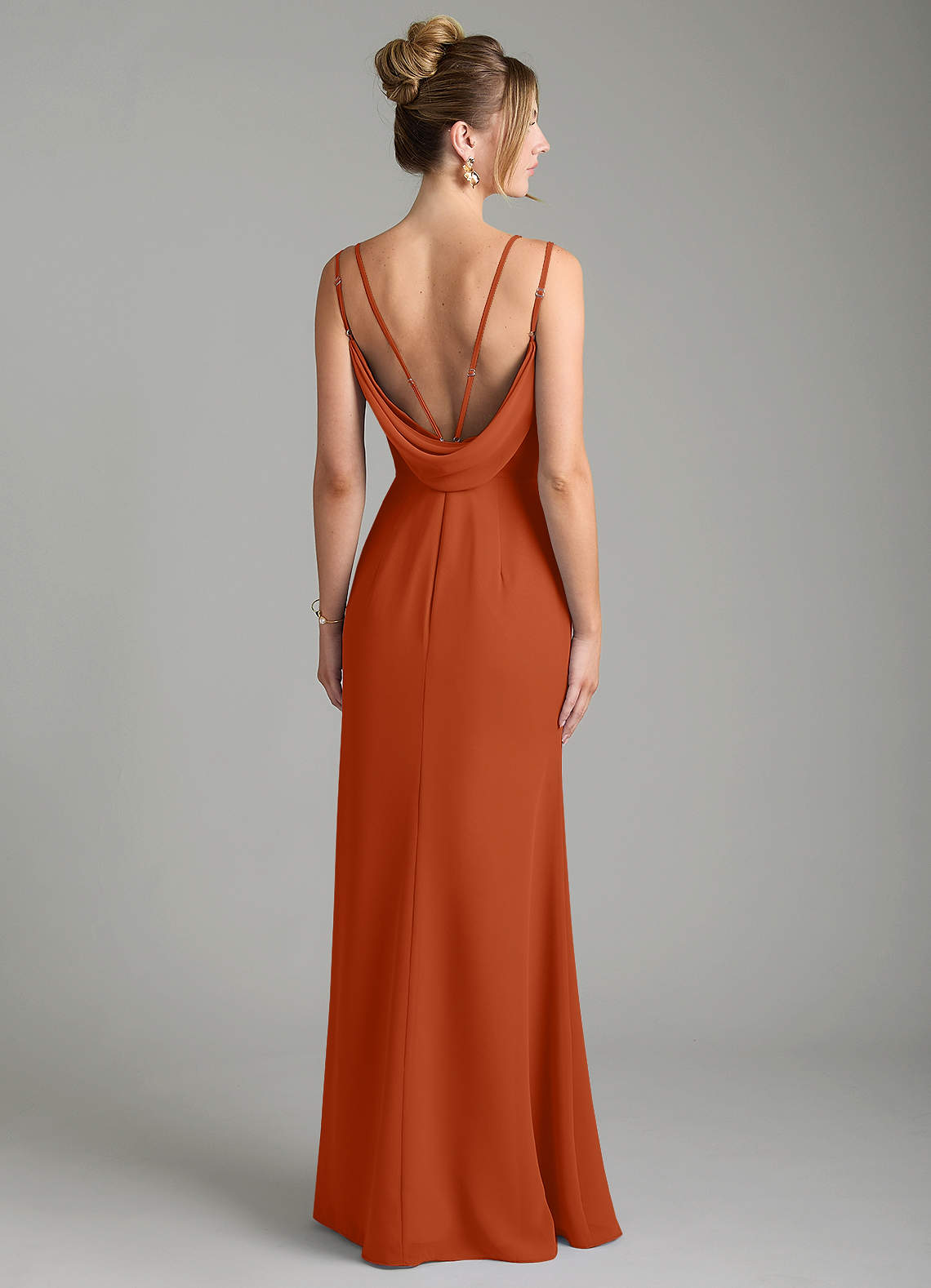 Egypt Sheath Sweetheart Chiffon Bridesmaid Dress in Burnt Orange