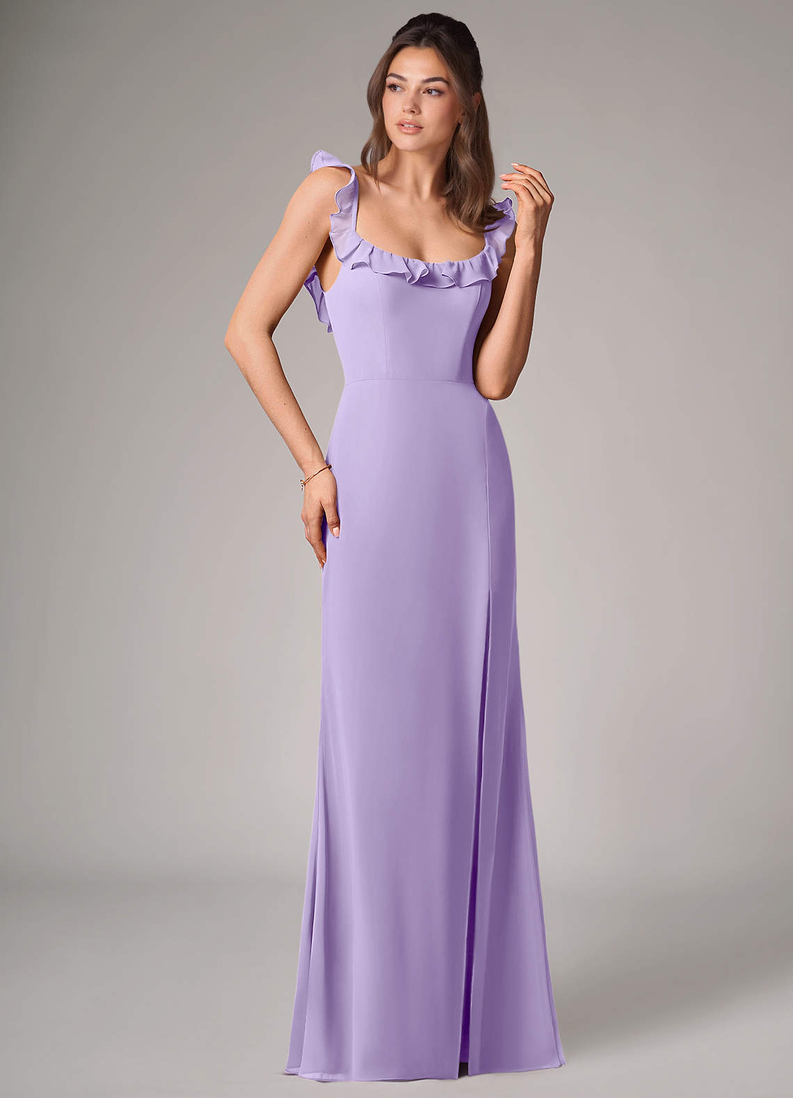Callie Mermaid Scoop-Neck Chiffon Bridesmaid Dress in Lilac