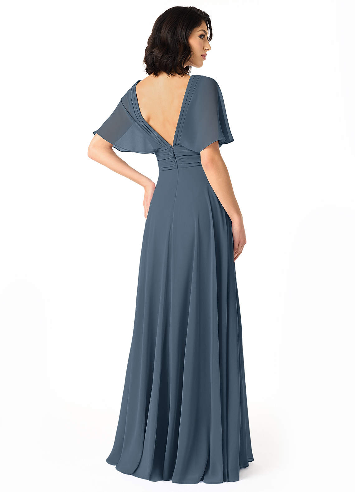 Pamela A-Line V-Neck Chiffon Bridesmaid Dress in Neptune