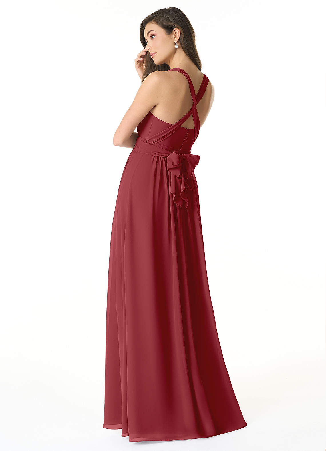 Olani A-Line V-Neck Chiffon Bridesmaid Dress in Pomegranate
