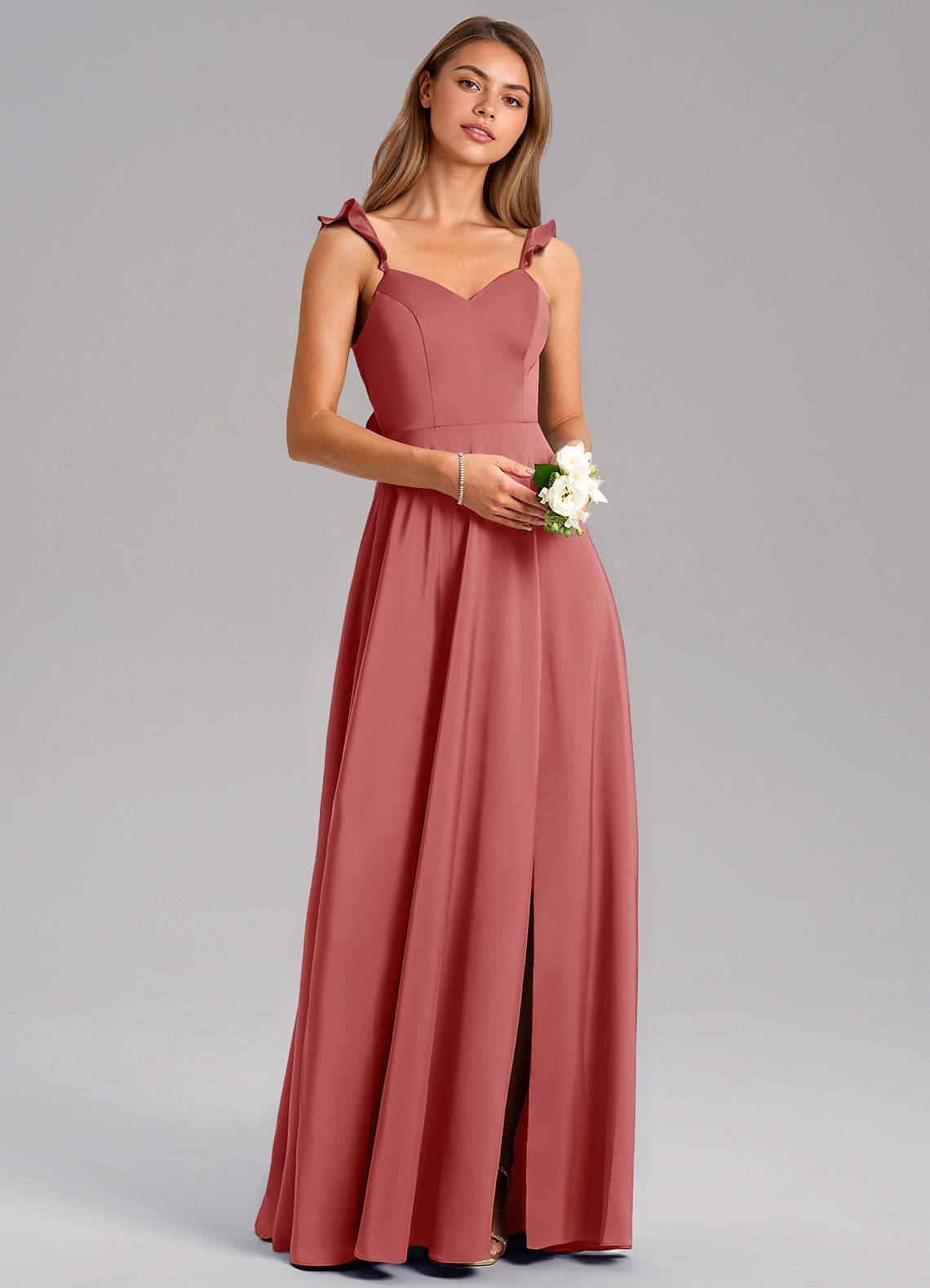 Everett A-Line V-Neck Chiffon Bridesmaid Dress in Antique Rose