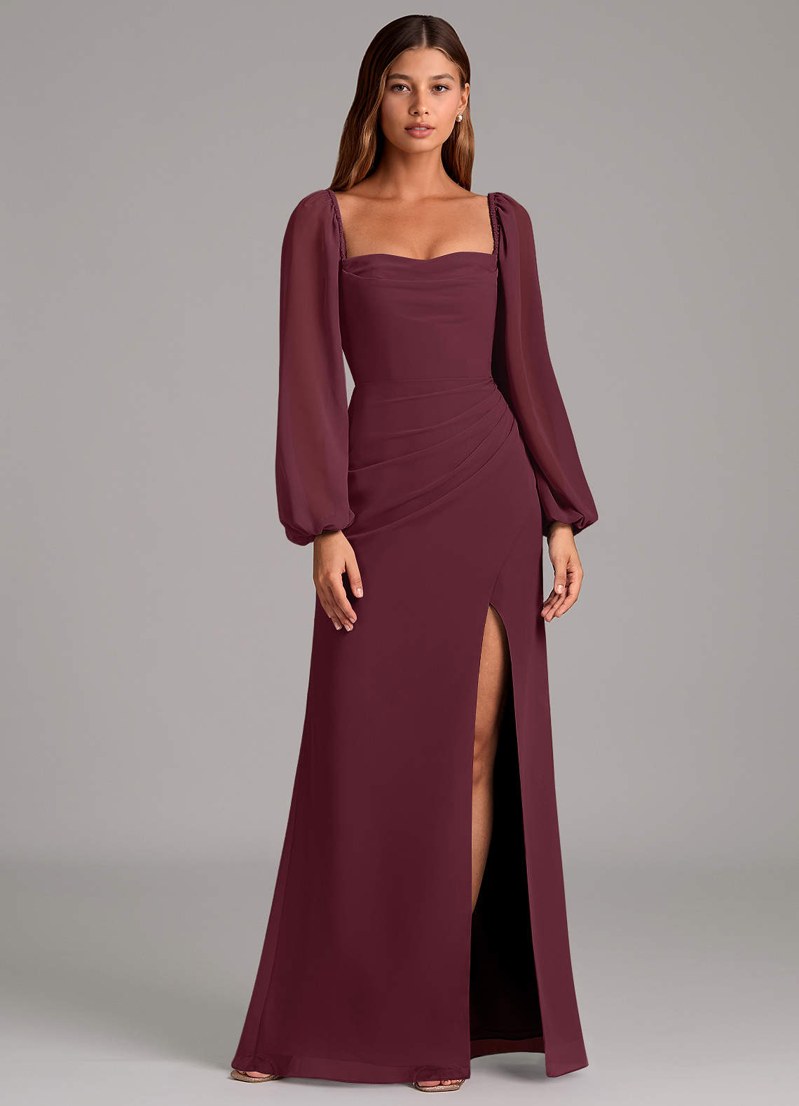Brixley Mermaid Sweetheart Chiffon Bridesmaid Dress in Cabernet