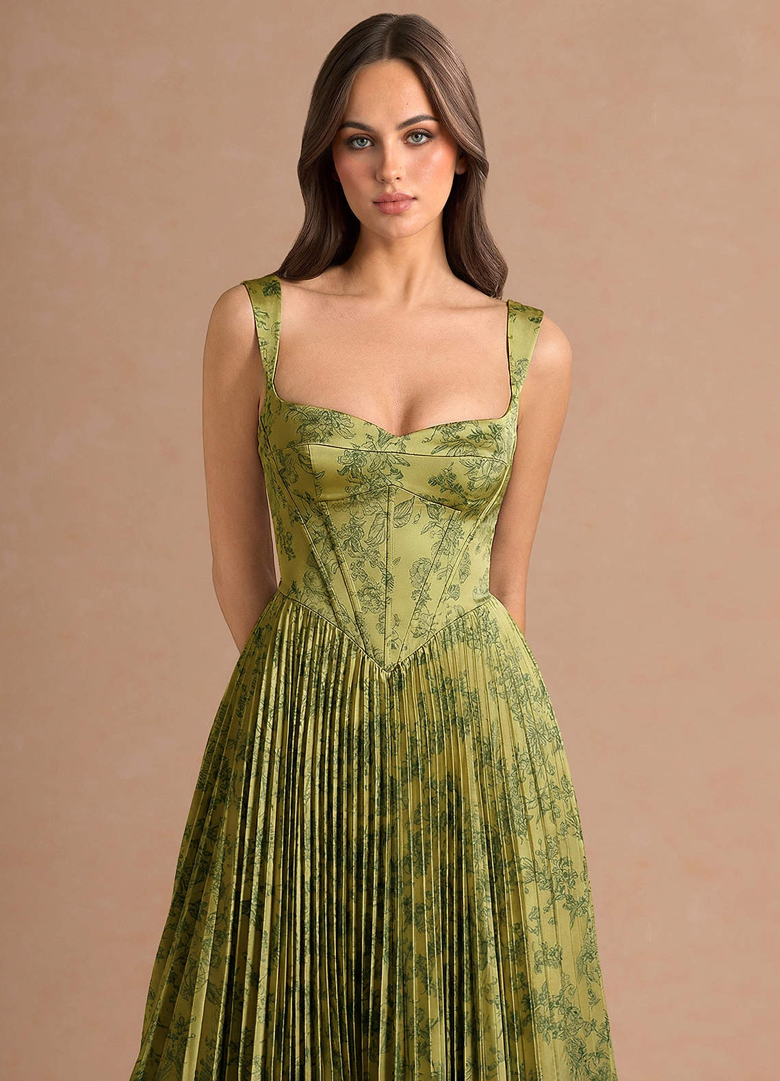 Isonelle A-Line Sweetheart Jacquard Wedding Guest Dress in Moss Navy