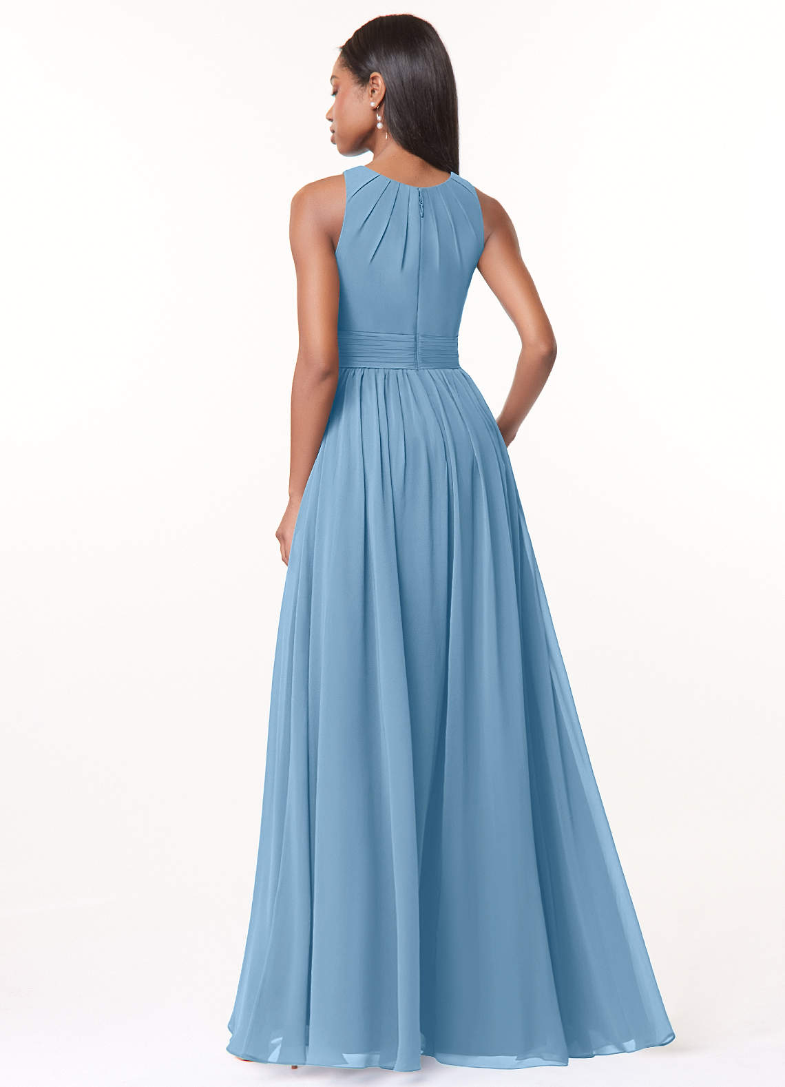Harper A-Line Scoop-Neck Chiffon Bridesmaid Dress in Steel Blue