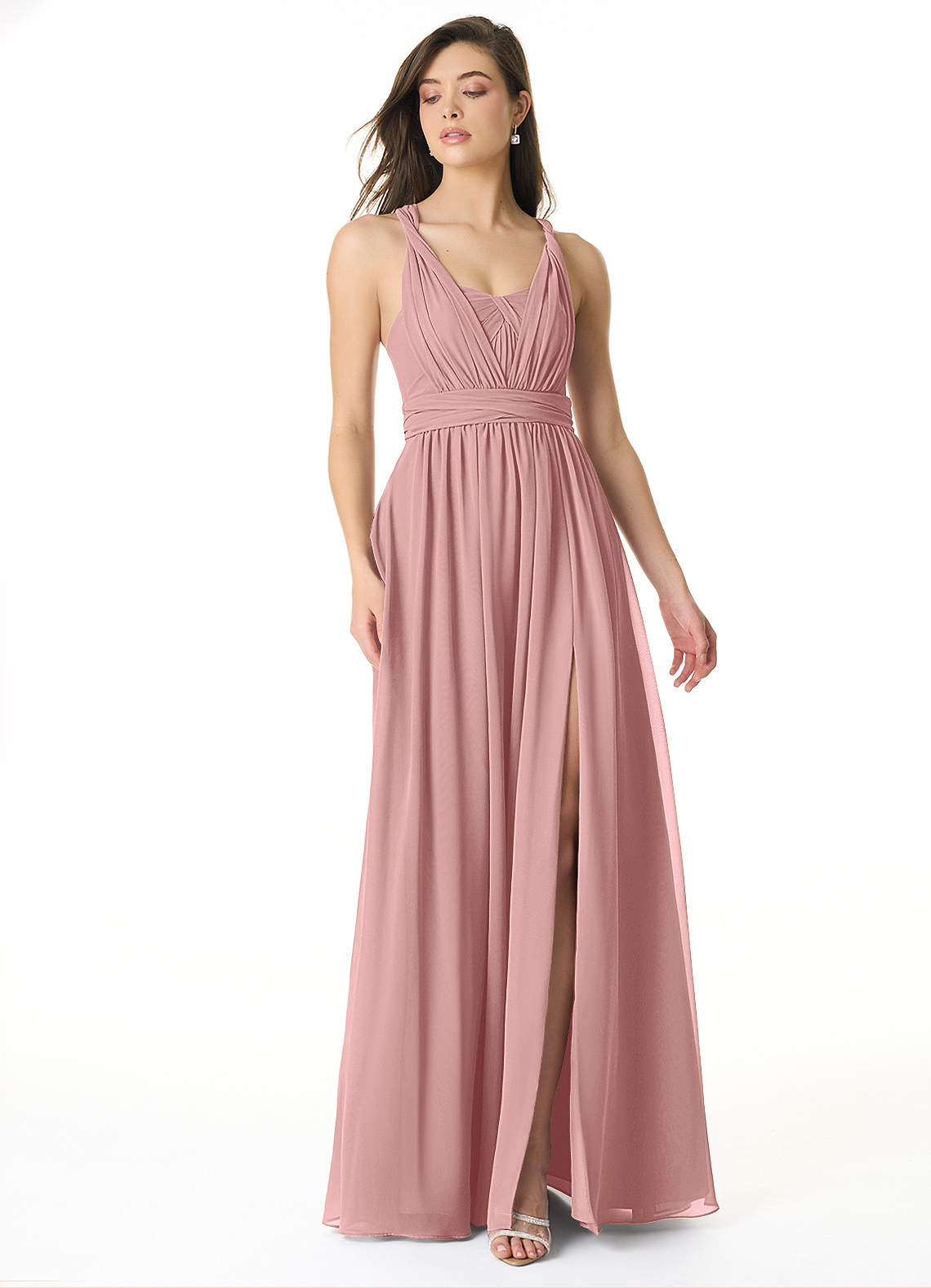 Olani A-Line V-Neck Chiffon Bridesmaid Dress in dusty rose