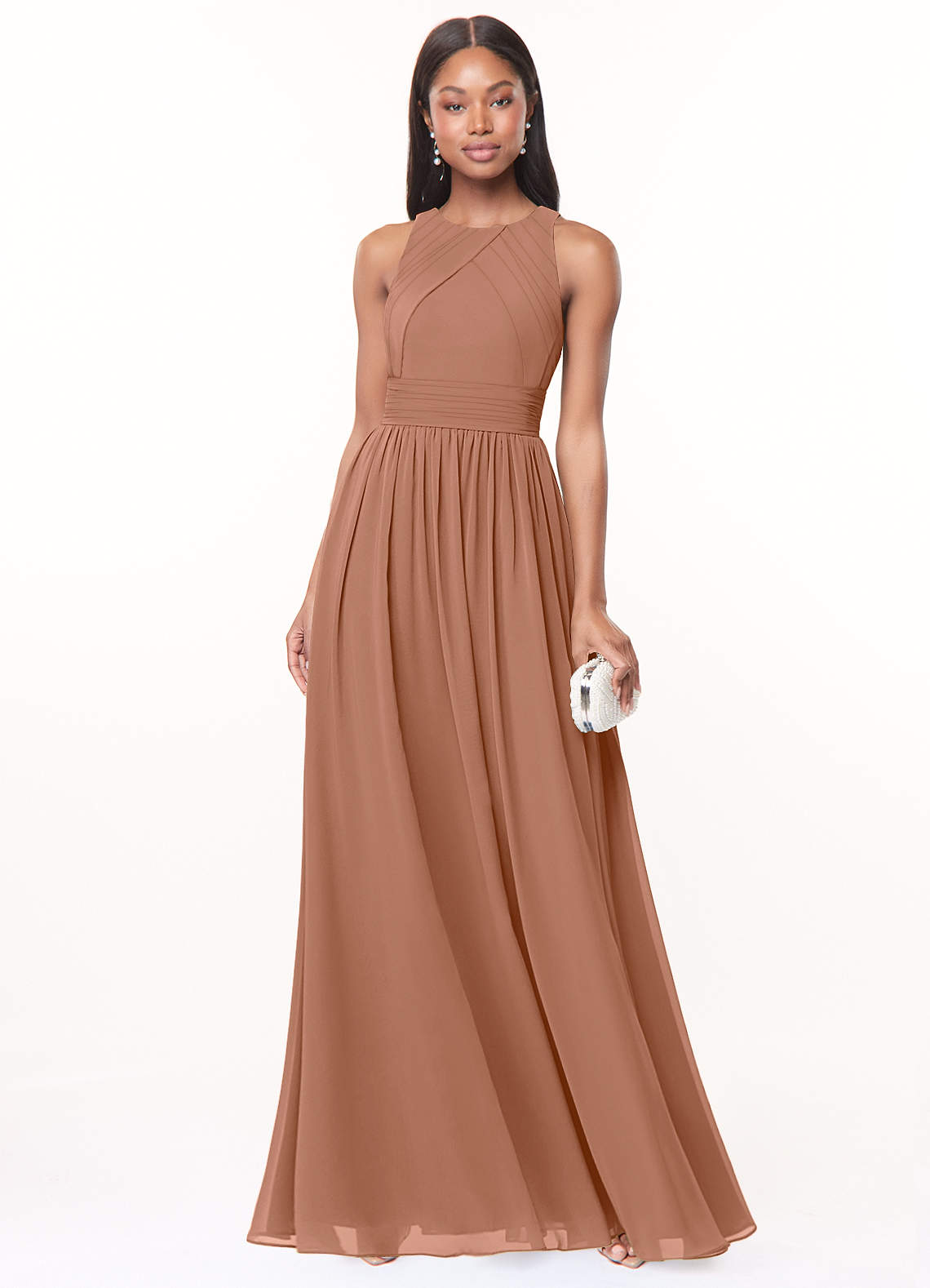 Harper A-Line Scoop-Neck Chiffon Bridesmaid Dress in Bronzer
