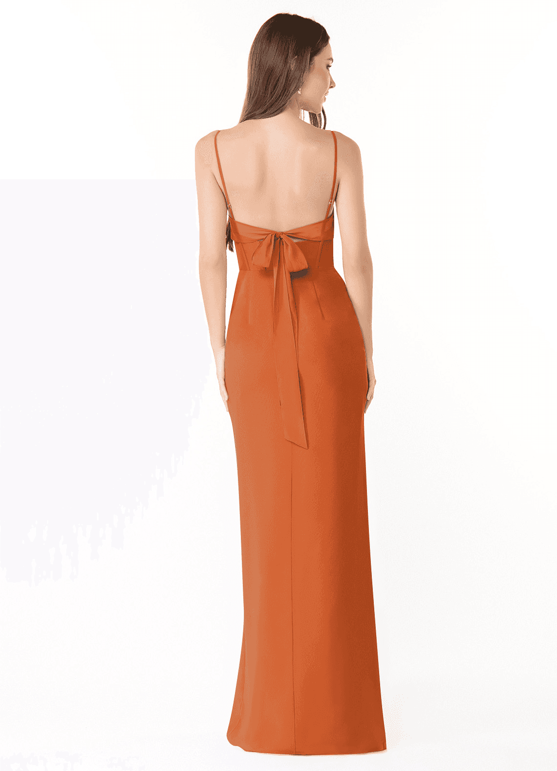 Mai Sheath Cowl-Neck Chiffon Bridesmaid Dress in Cinnamon