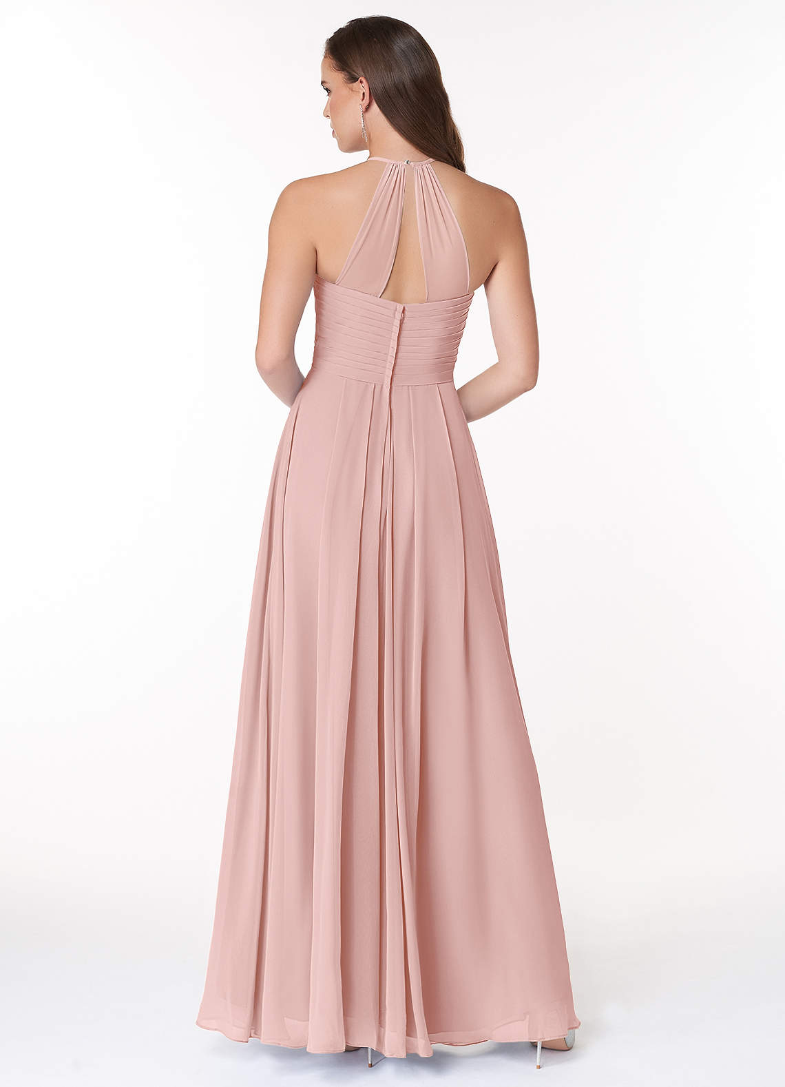 Ginger A-Line Halter Chiffon Bridesmaid Dress in Powder Pink