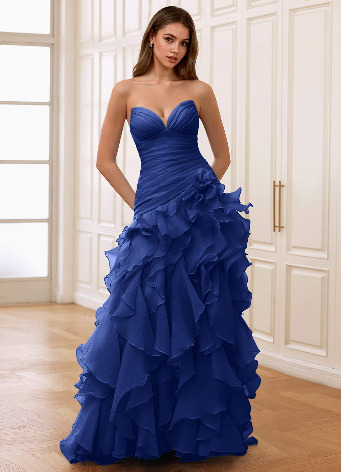Christabelle Mermaid Sweetheart Chiffon Evening Dress in Royal Blue