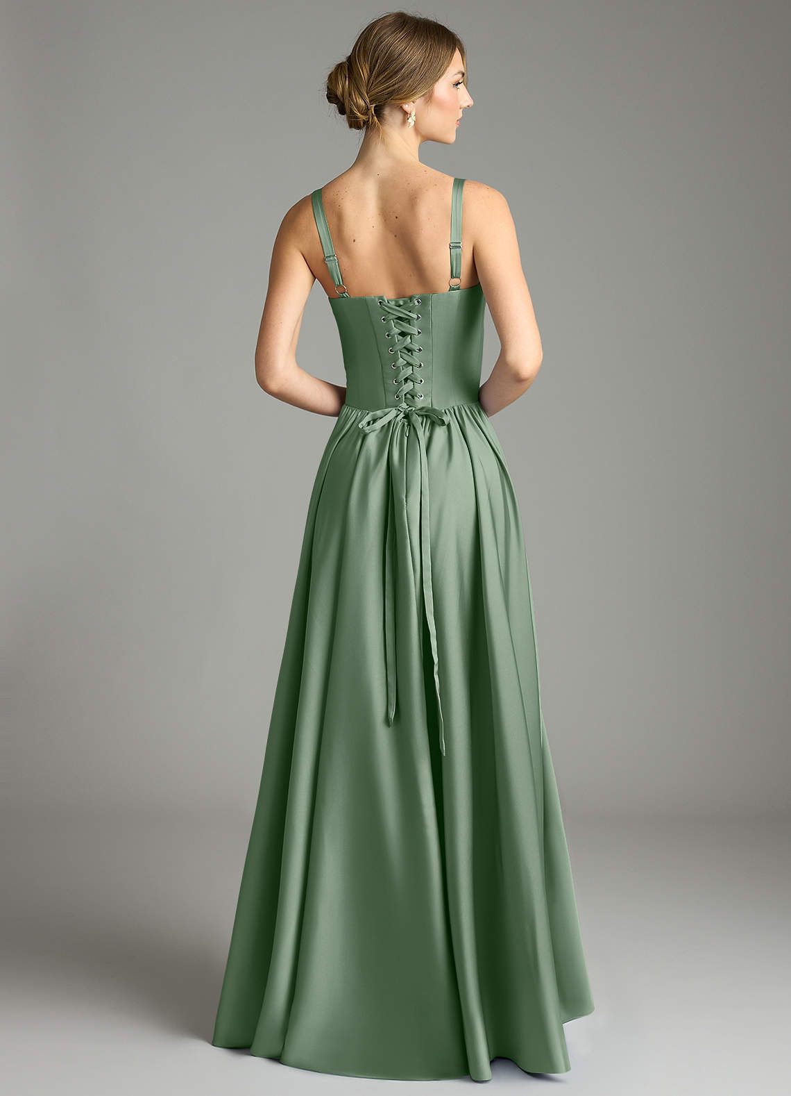 Evadina A-Line Sweetheart Stretch Satin Bridesmaid Dress in Matcha