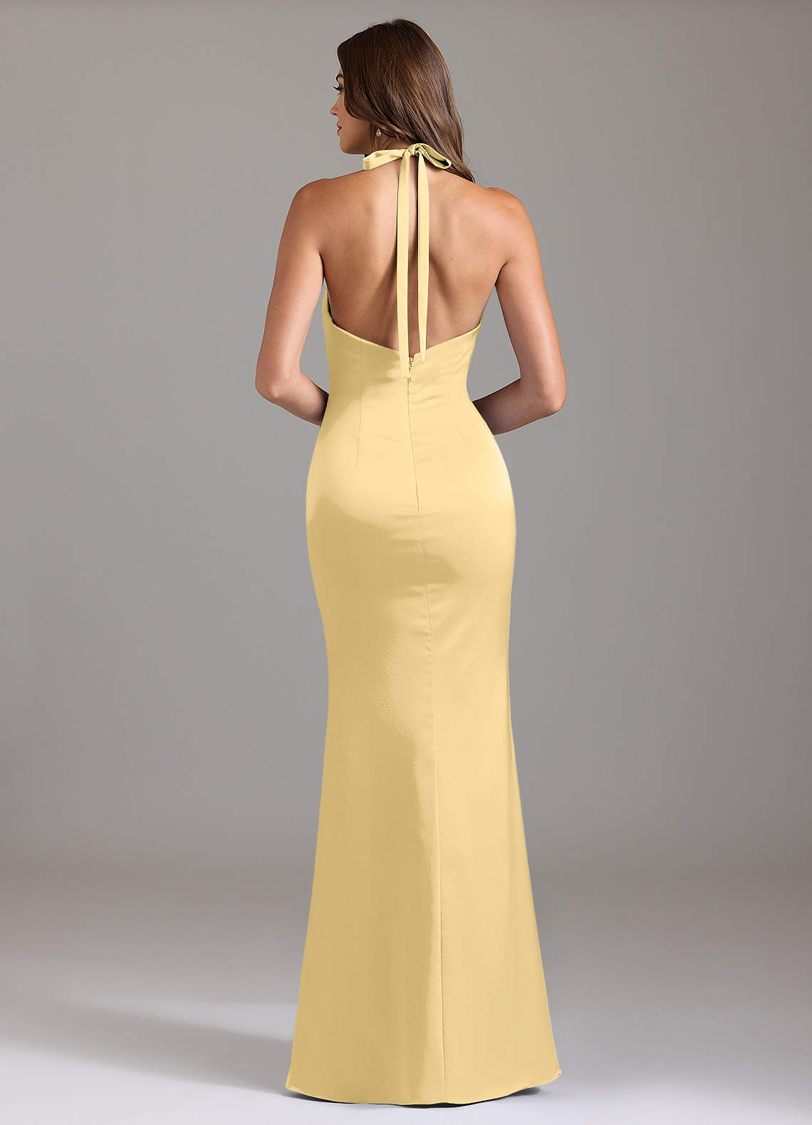 Valerie Mermaid V-Neck Stretch Satin Bridesmaid Dress in Butter