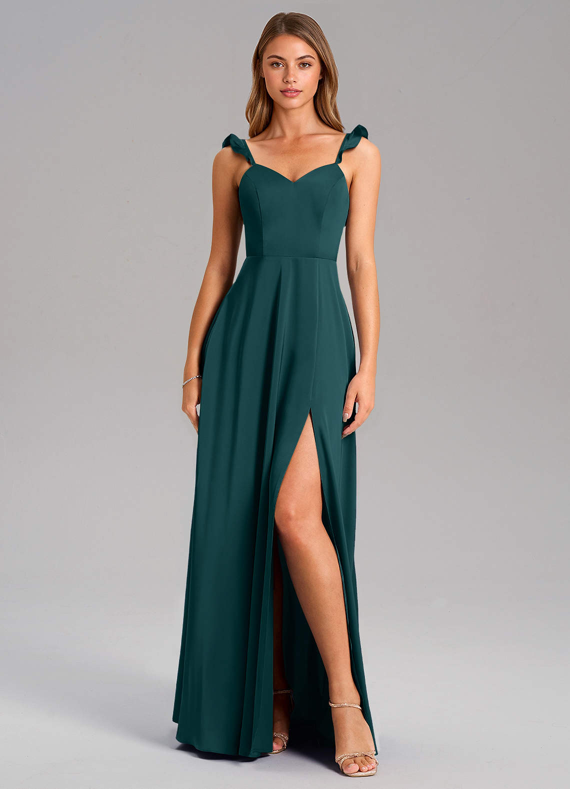 Everett A-Line V-Neck Chiffon Bridesmaid Dress in Pine