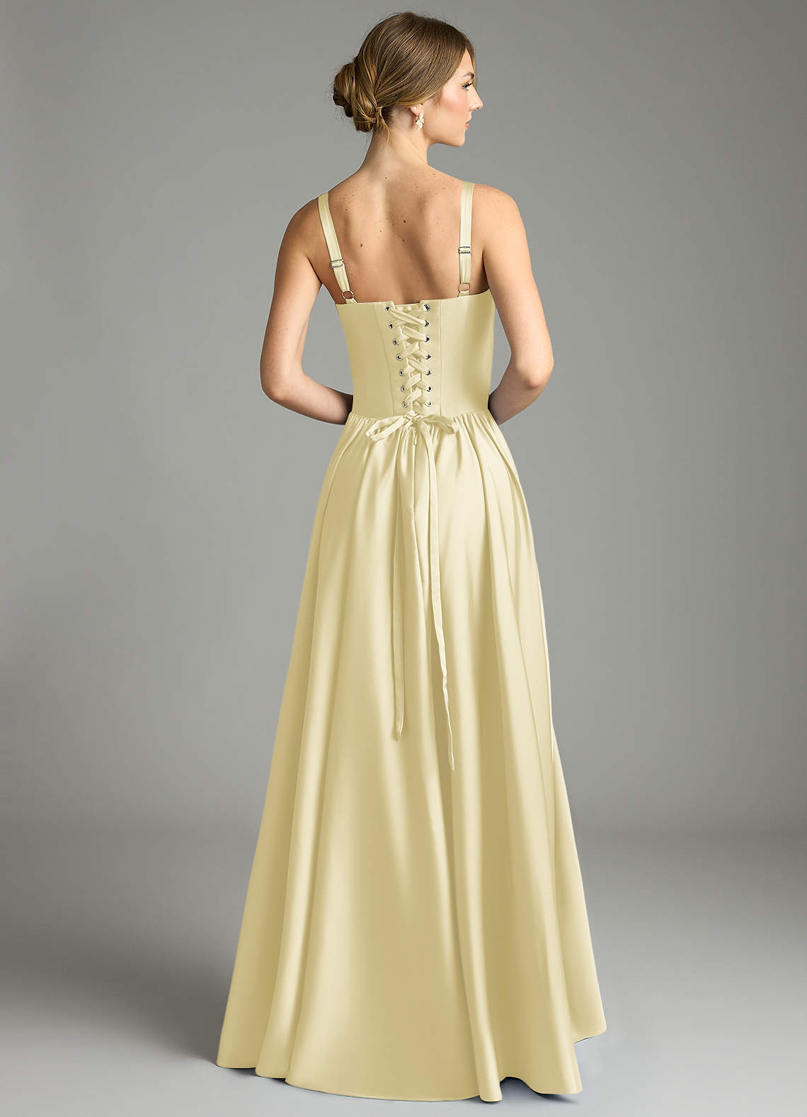Evadina A-Line Sweetheart Stretch Satin Bridesmaid Dress in Lemon Sorbet
