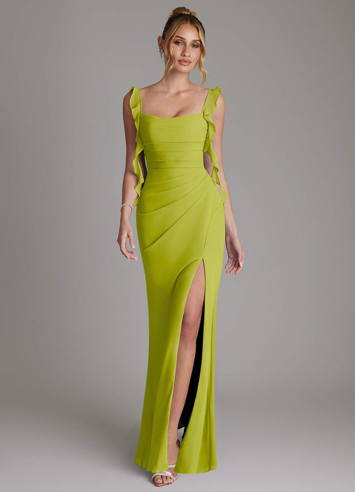 Jessamine Mermaid Sweetheart Chiffon Bridesmaid Dress in Lemongrass