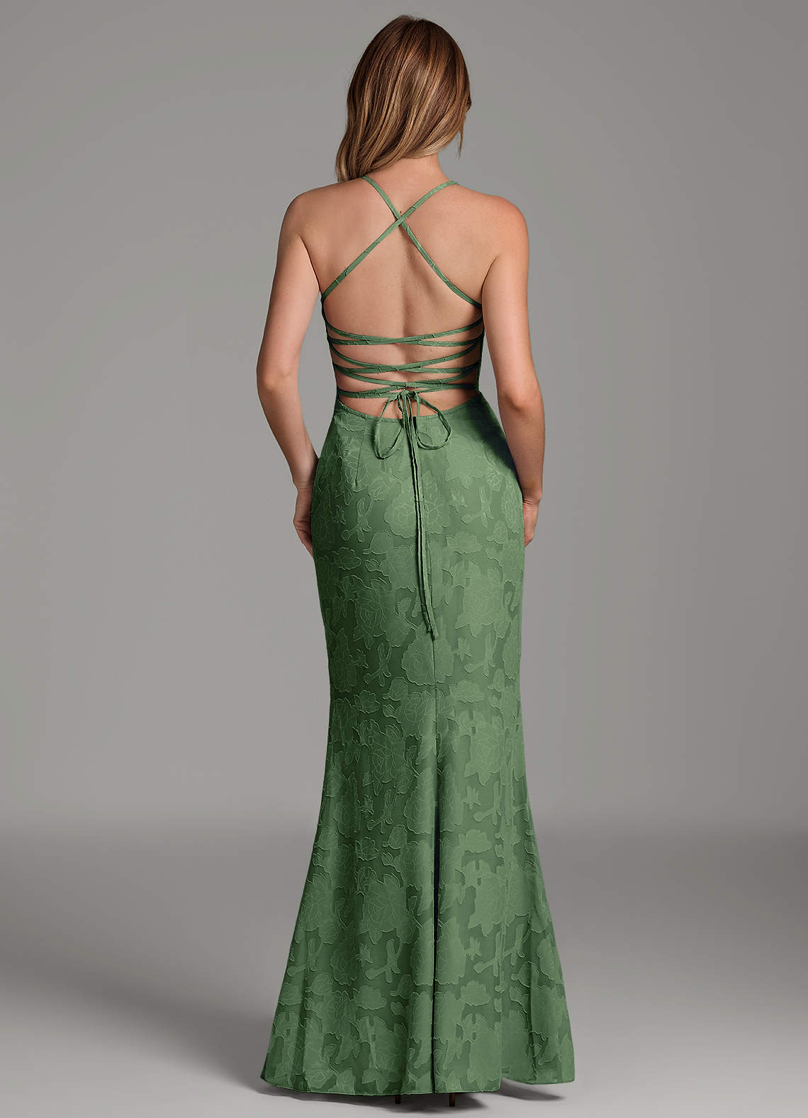 Dara Mermaid Sweetheart Floral Burnout Bridesmaid Dress in Eucalyptus