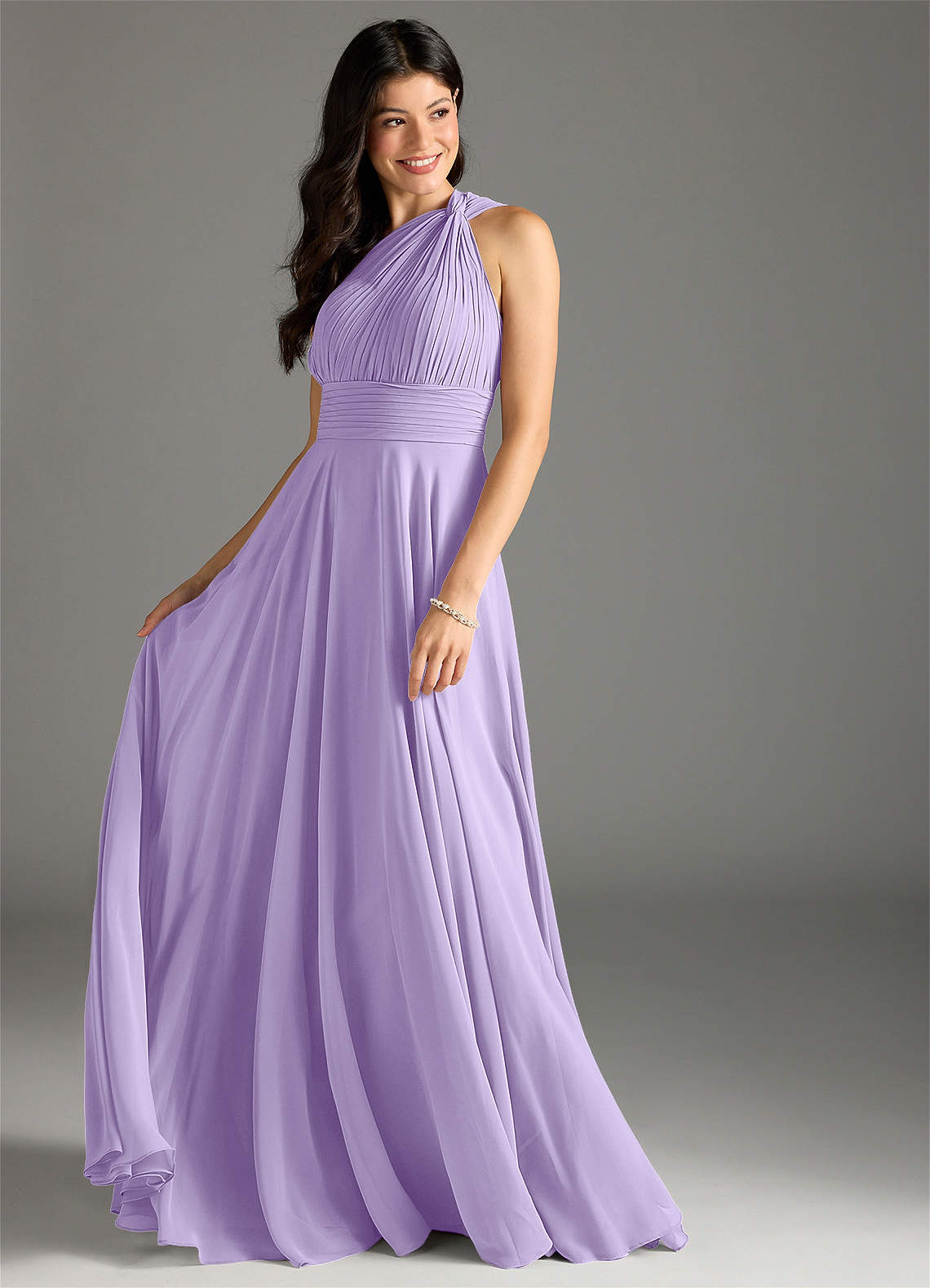 Charlize A-Line One-Shoulder Chiffon Bridesmaid Dress in Lilac