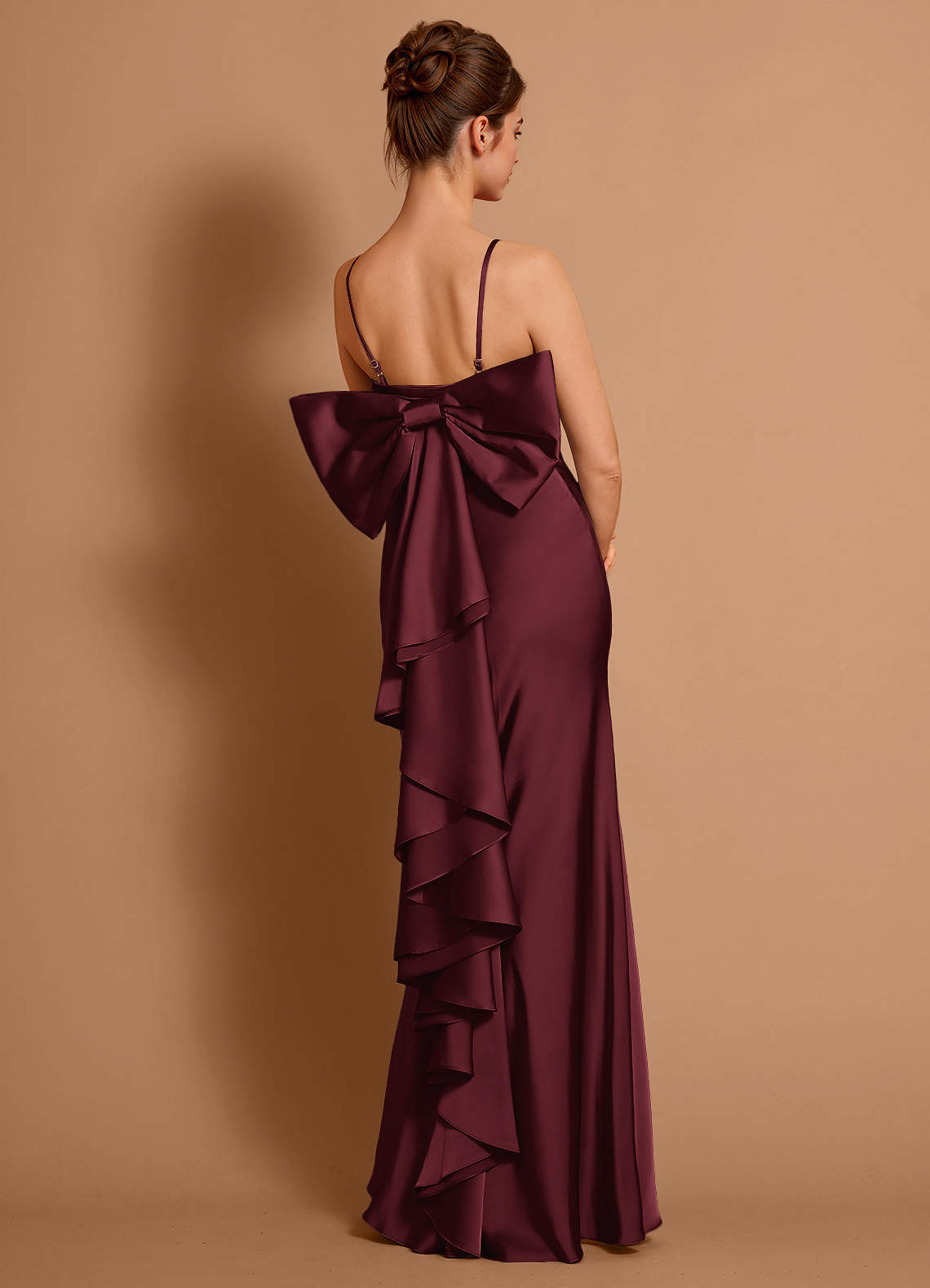 Aveline Mermaid Strapless Stretch Satin Evening Dress in Wine