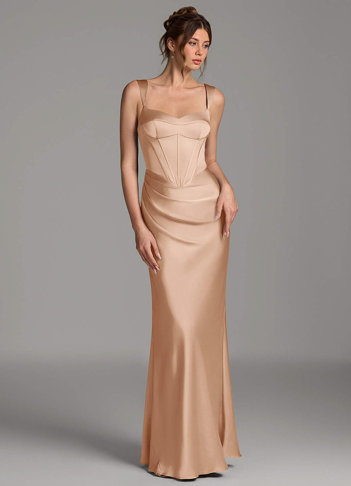 Mela Sheath Sweetheart Stretch Satin Bridesmaid Dress in English Rose