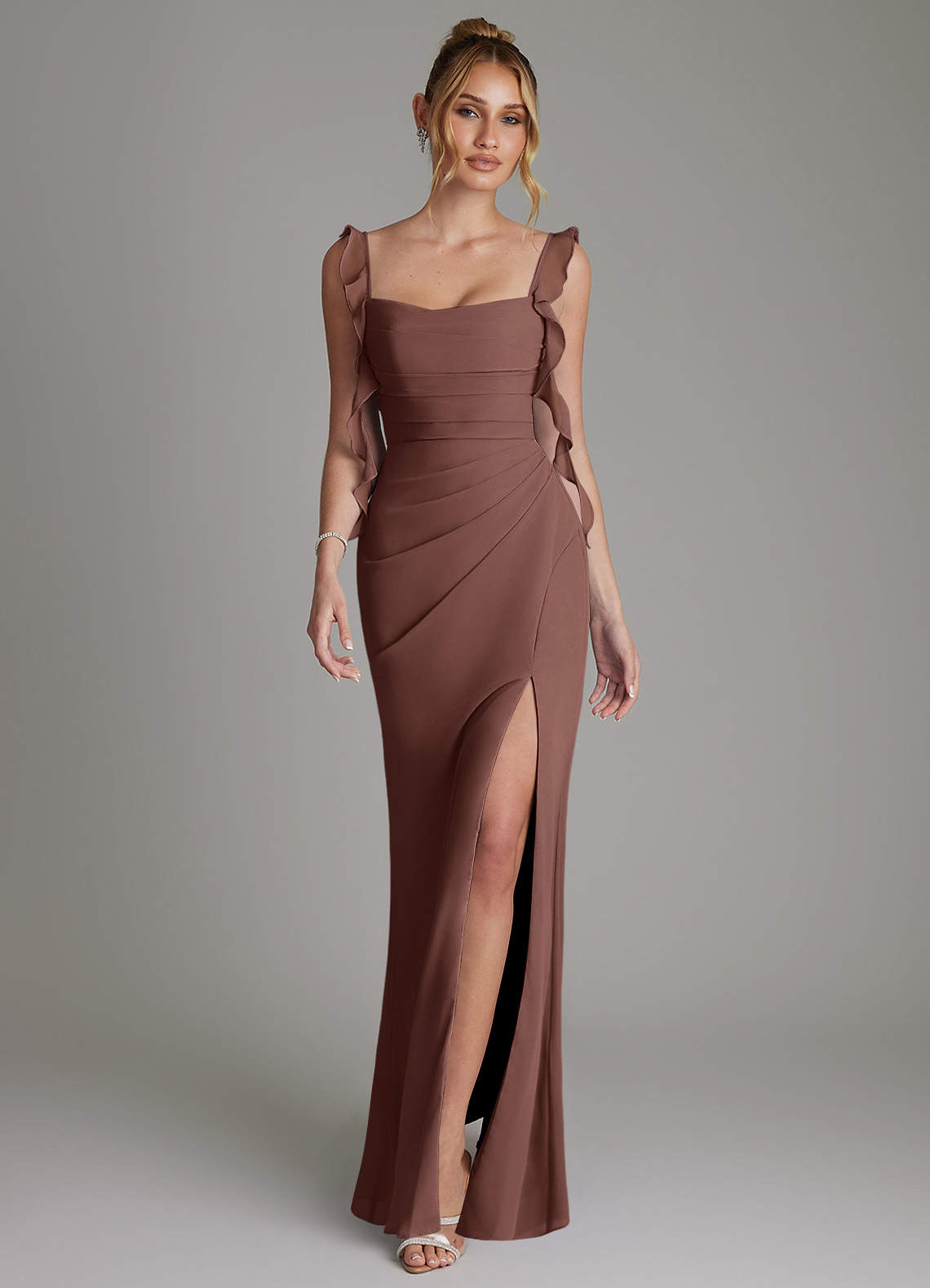 Jessamine Mermaid Sweetheart Chiffon Bridesmaid Dress in Espresso