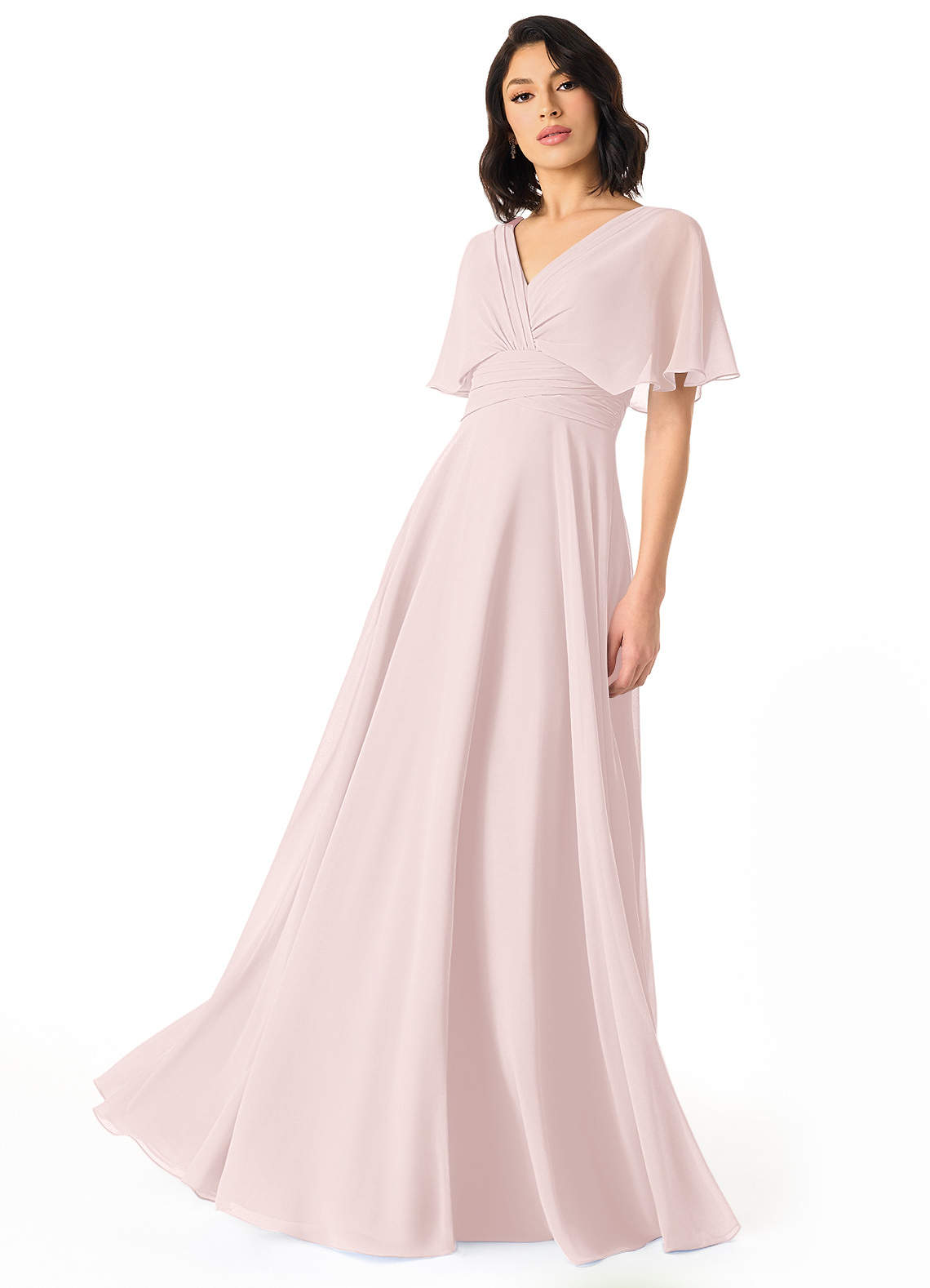 Pamela A-Line V-Neck Chiffon Bridesmaid Dress in Blushing Pink