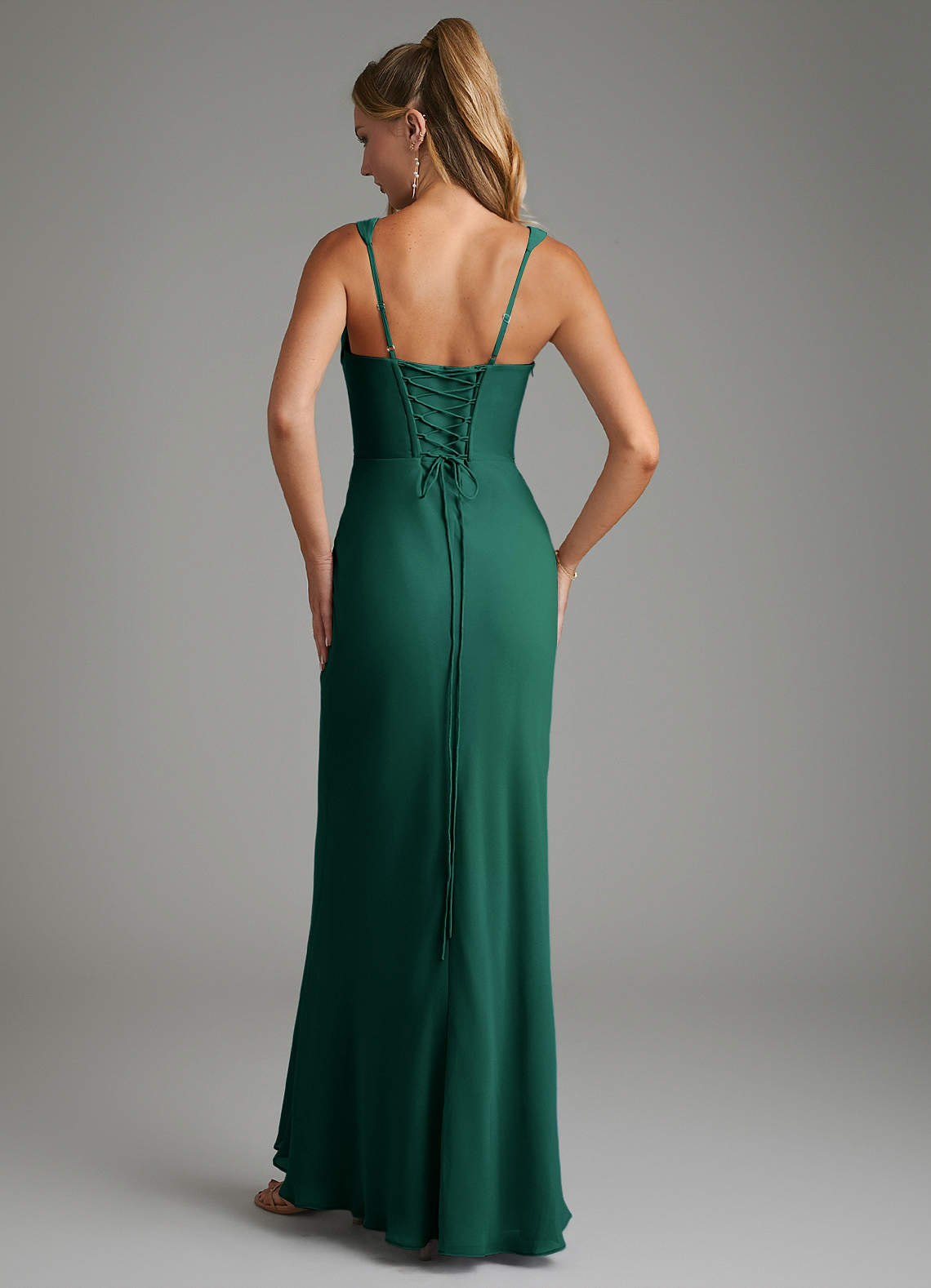 Asa Sheath Square-Neck Chiffon Bridesmaid Dress in Emerald