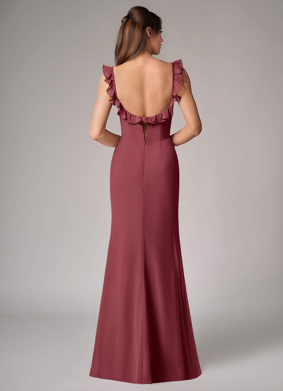 Callie Mermaid Scoop-Neck Chiffon Bridesmaid Dress in Merlot