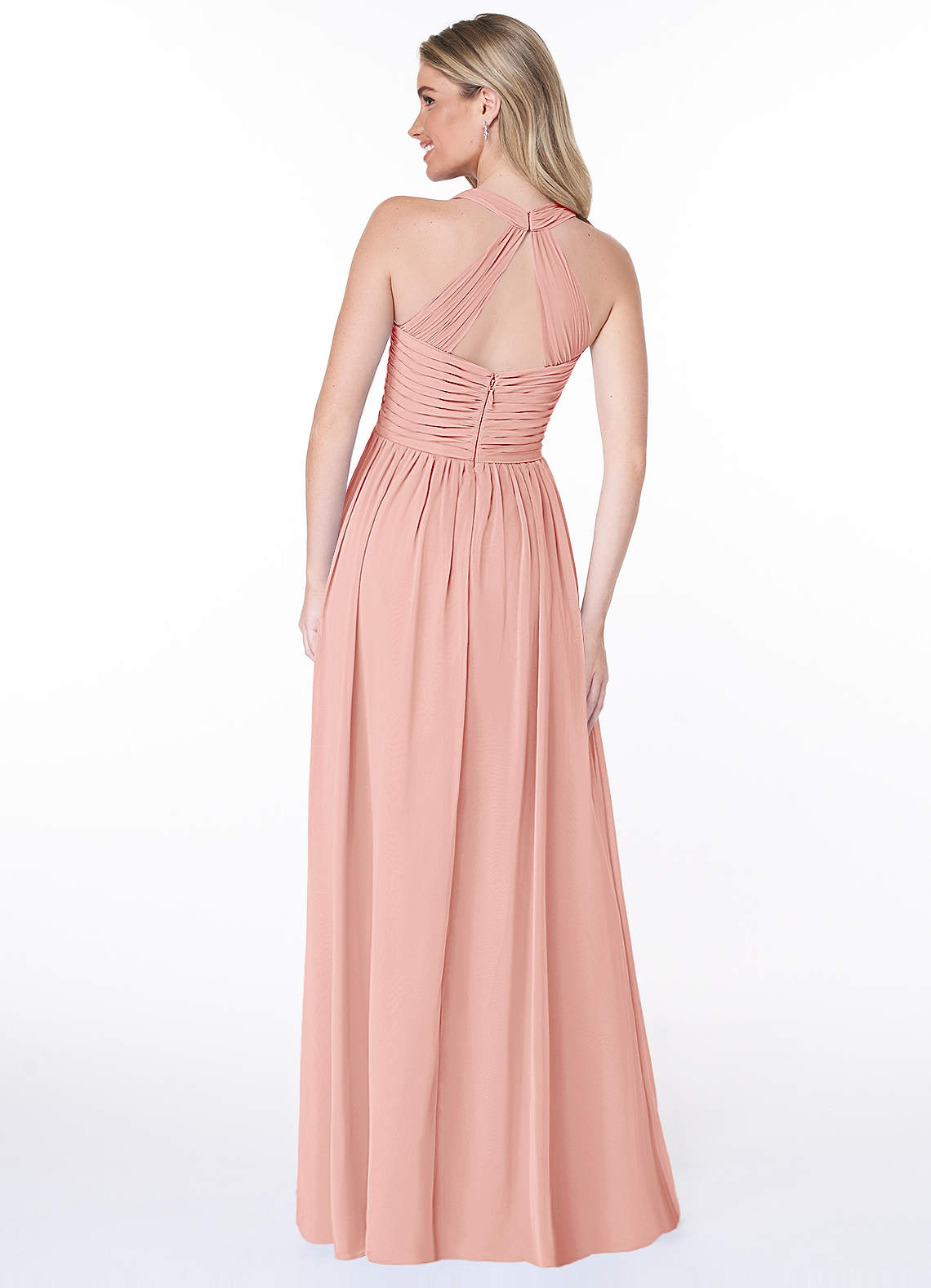 Jaclyn A-Line Halter Chiffon Bridesmaid Dress in Rosette