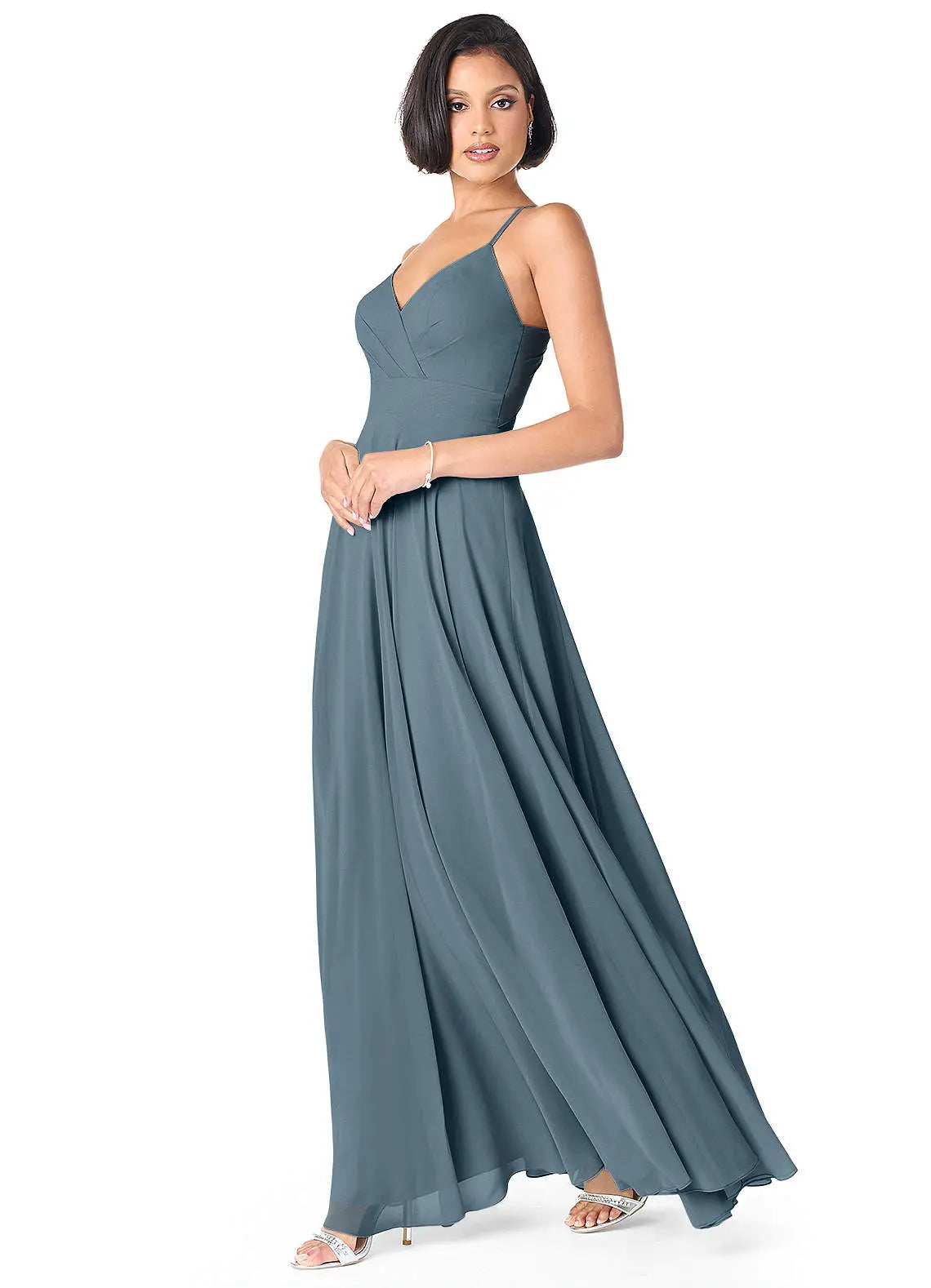 Avelina A-Line V-Neck Chiffon Bridesmaid Dress in Twilight