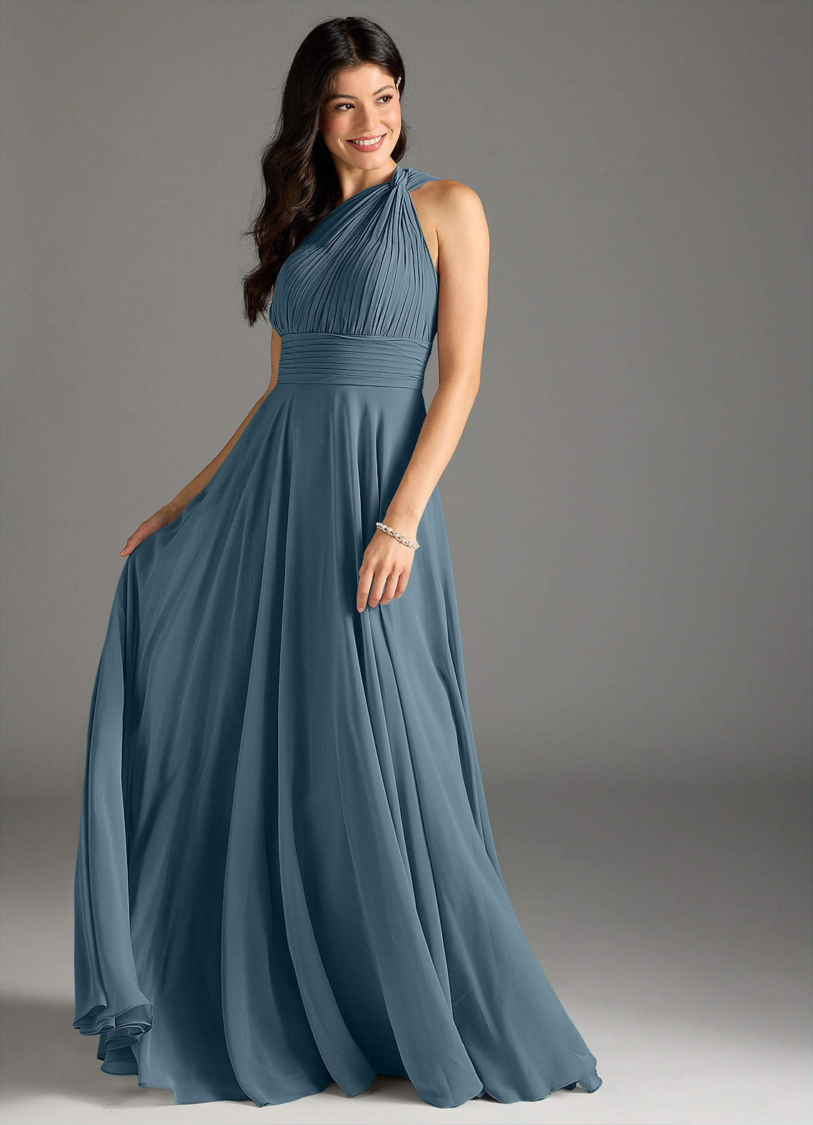 Charlize A-Line One-Shoulder Chiffon Bridesmaid Dress in Twilight