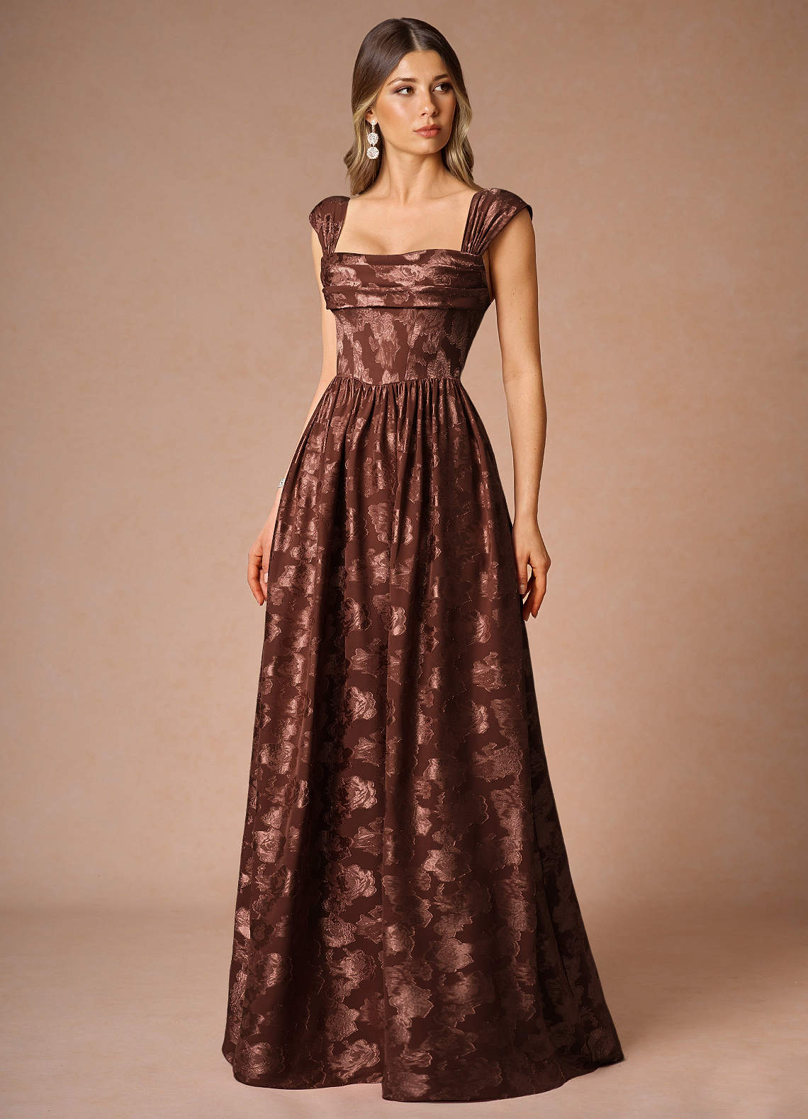 Hazel A-Line Cowl-Neck Fil Coupé Wedding Guest Dress in Lemon Sorbet