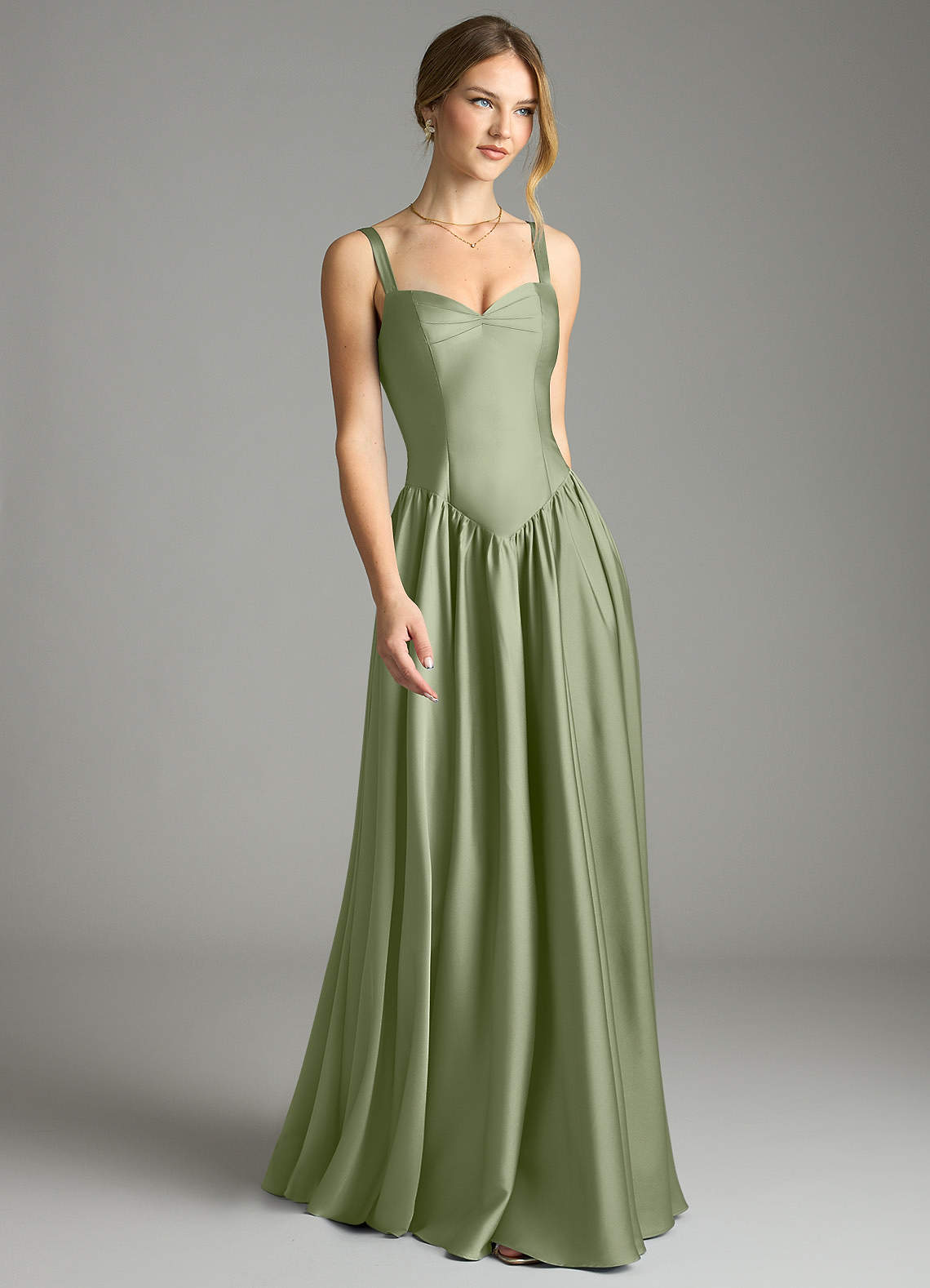 Evadina A-Line Sweetheart Stretch Satin Bridesmaid Dress in Pistachio