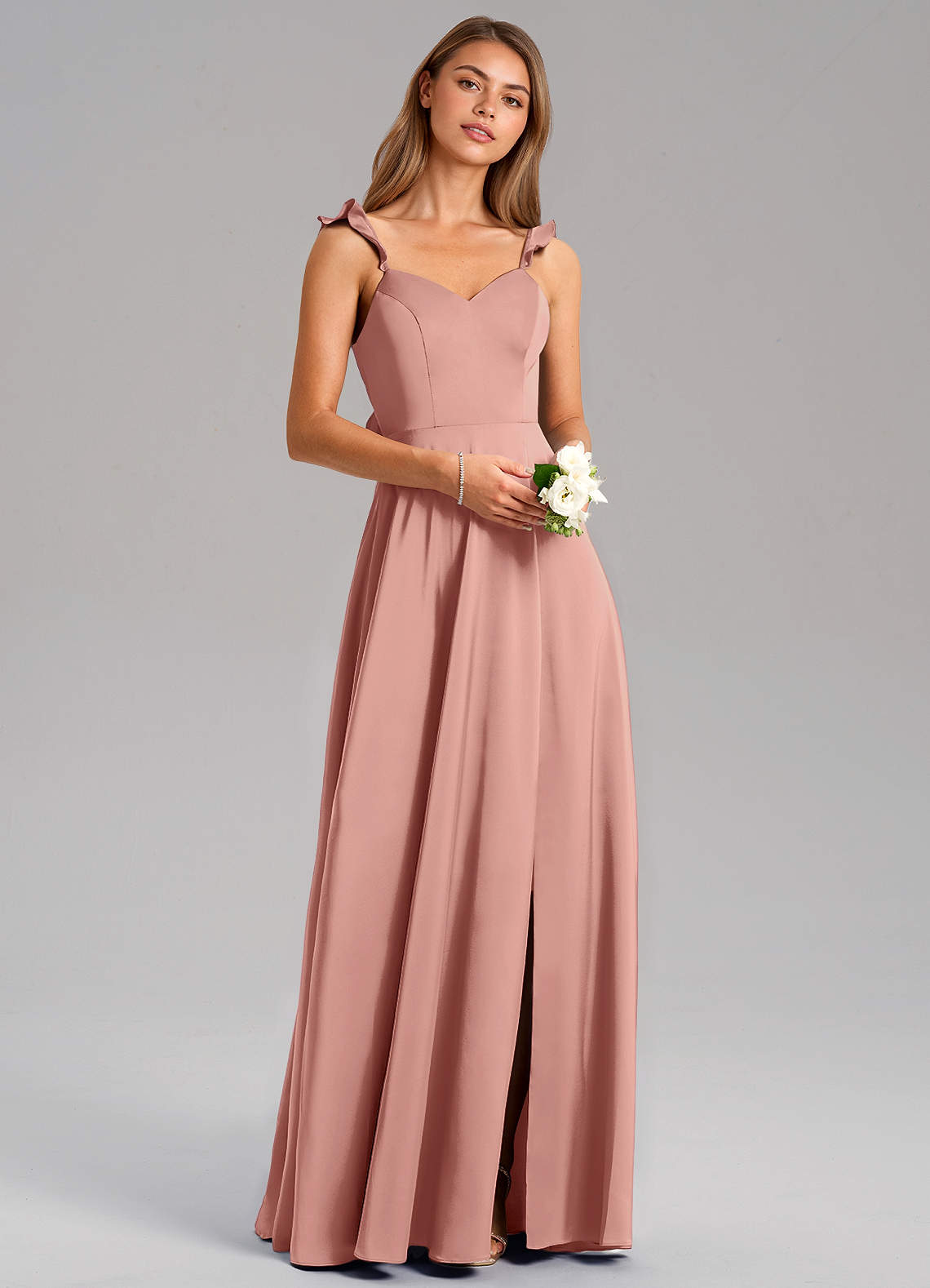 Everett A-Line V-Neck Chiffon Bridesmaid Dress in Rosette