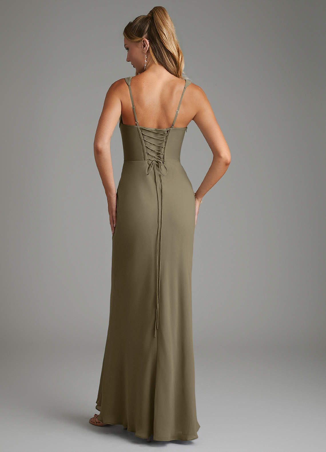 Asa Sheath Square-Neck Chiffon Bridesmaid Dress in Willow Green