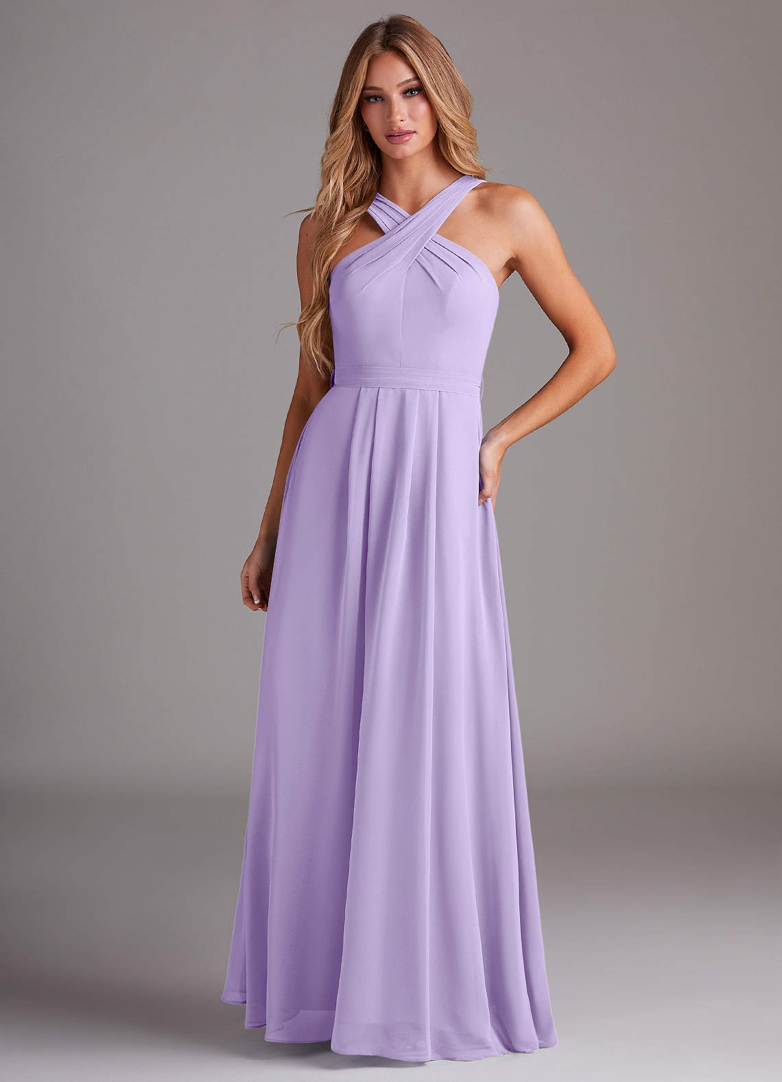 Dixie A-Line Halter Chiffon Bridesmaid Dress in Lilac