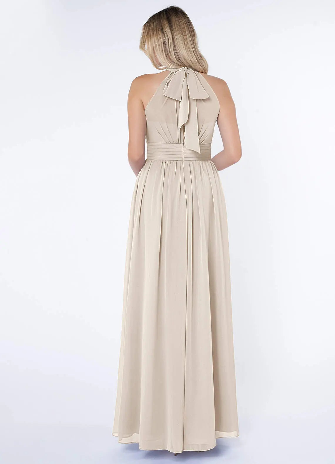 Iman A-Line Halter Chiffon Bridesmaid Dress in White Alabaster