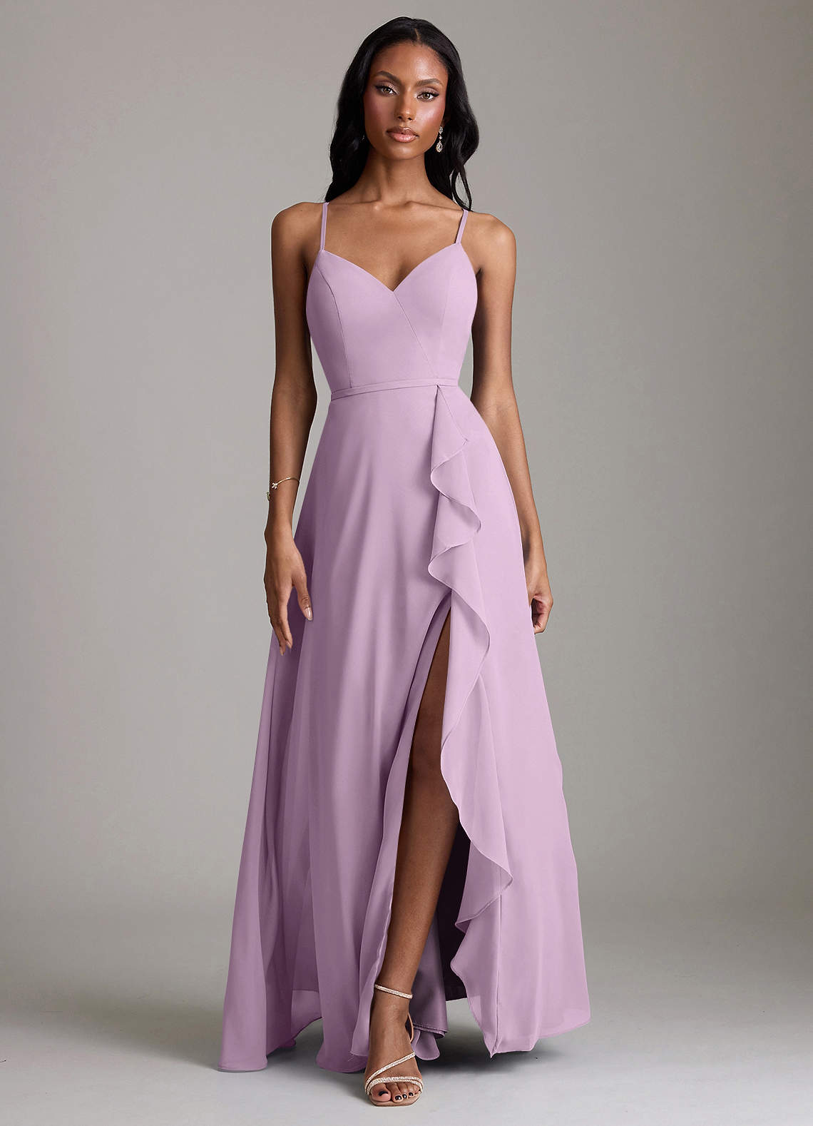Naeem A-Line V-Neck Chiffon Bridesmaid Dress in Wisteria