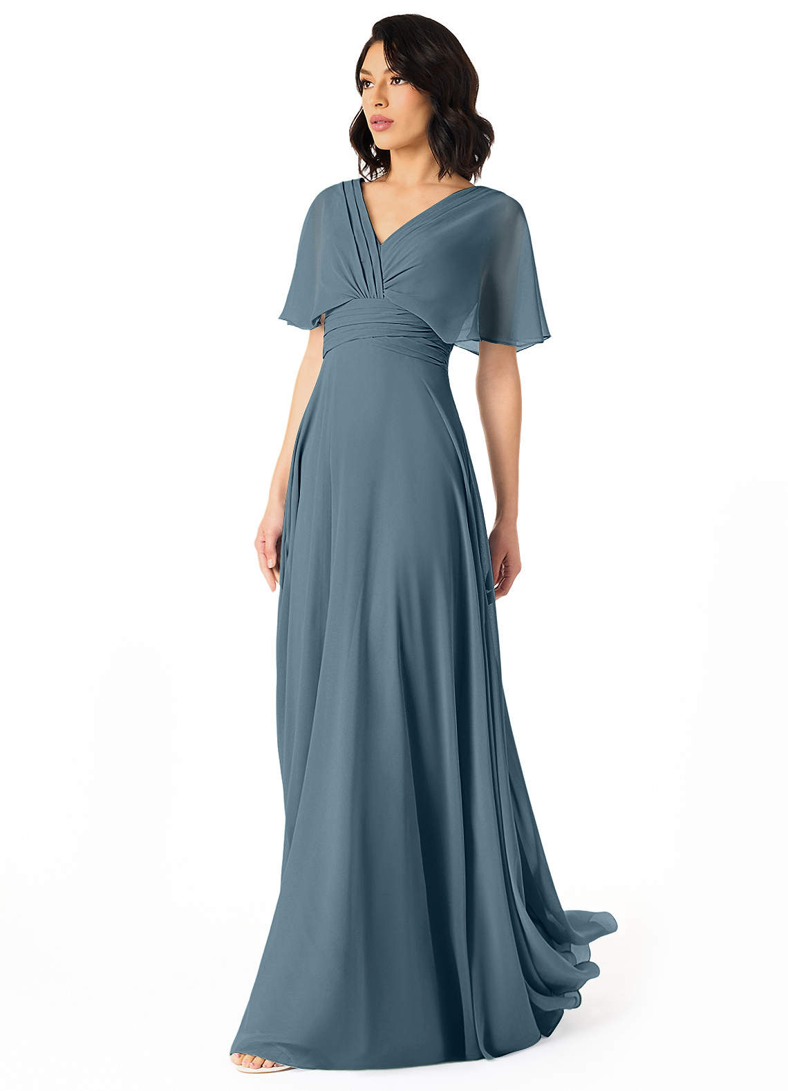 Pamela A-Line V-Neck Chiffon Bridesmaid Dress in Twilight