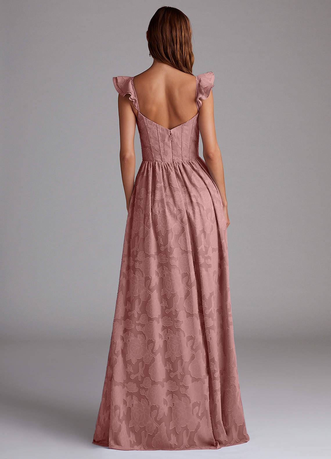 Denisse A-Line Sweetheart Floral Burnout Bridesmaid Dress in dusty rose