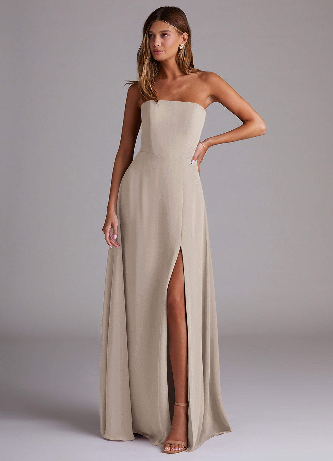 Wren A-Line Straight-Neck Chiffon Bridesmaid Dress in Frost