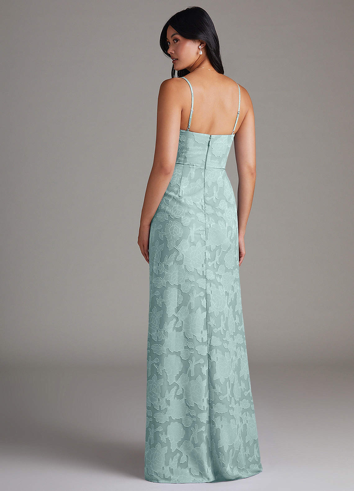Maci Sheath V-Neck Floral Burnout Bridesmaid Dress in Mist