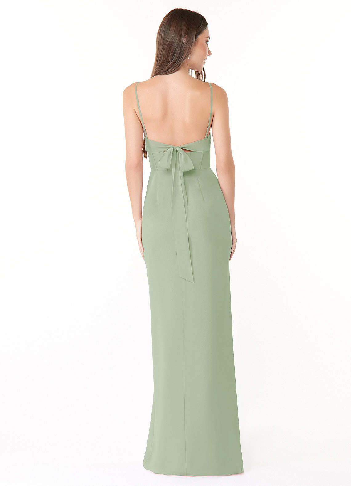 Mai Sheath Cowl-Neck Chiffon Bridesmaid Dress in Dusty Sage