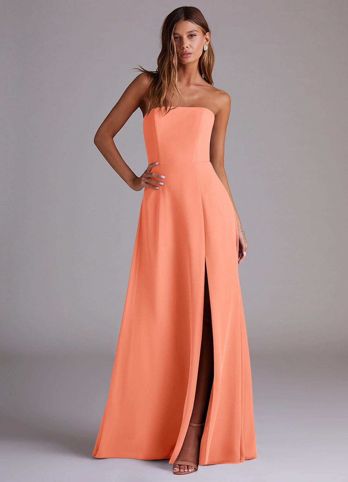 Wren A-Line Straight-Neck Chiffon Bridesmaid Dress in Sunset