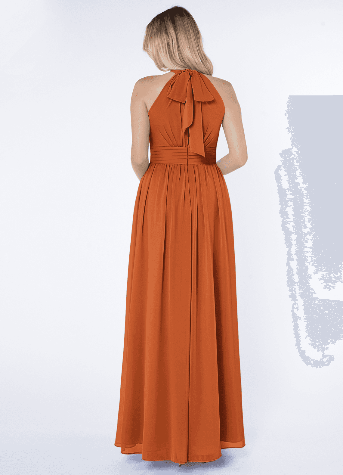Iman A-Line Halter Chiffon Bridesmaid Dress in Cinnamon